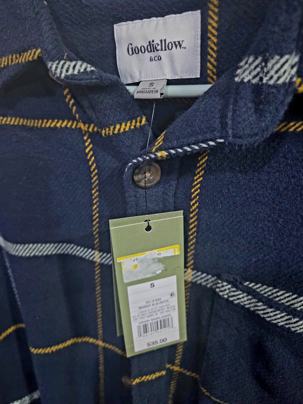 Goodfellow & Co Men’s Navy Plaid Button-Up Shacket - Small